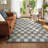 Grey Beige Checkered Striped 5 × 7 Ft Rug for Dining Room Entryway