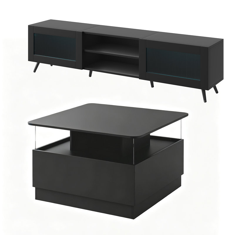 Meuble télé et table basse, Black