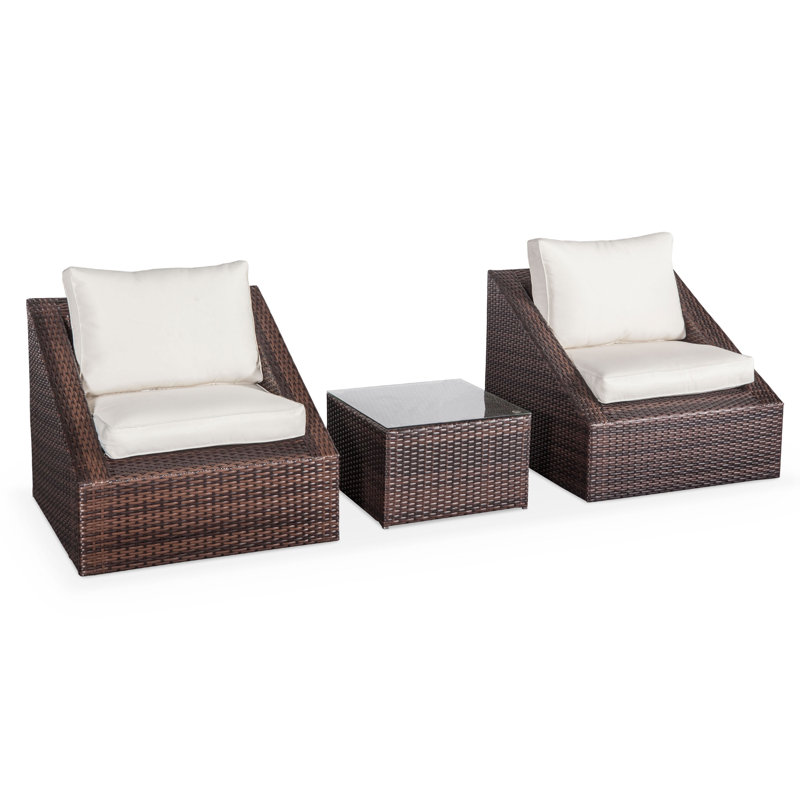 Trinette 2 Seater Rattan Conversation Set, Brown