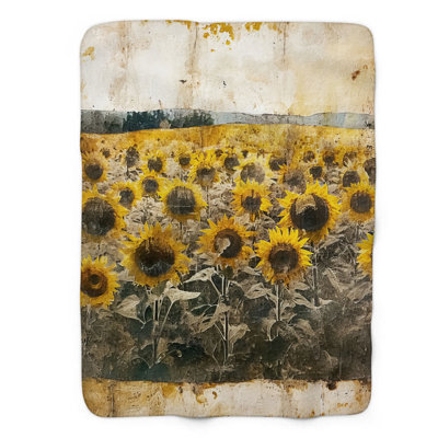 Couverture en sherpa de qualité supérieure Sunflower Fields Forever