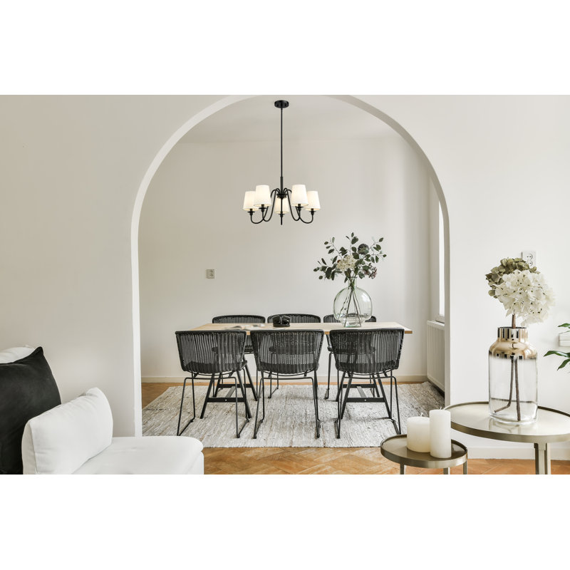 Sujal 5 - Light Steel Dimmable Classic / Traditional Chandelier, Matte Black