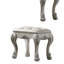 Tabouret de coiffeuse en bois sculpté Aurora 20 po, similicuir, pieds à griffes, blanc