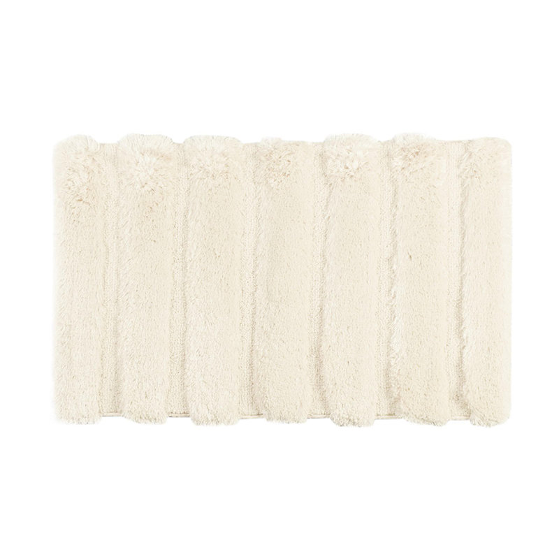 Tapis de bain, 21 x 34 po, 100% rayé, couleur douce, antidérapant, lavable à la machine 21 x 34 po, motif rayé, teint, envers antidérapant
