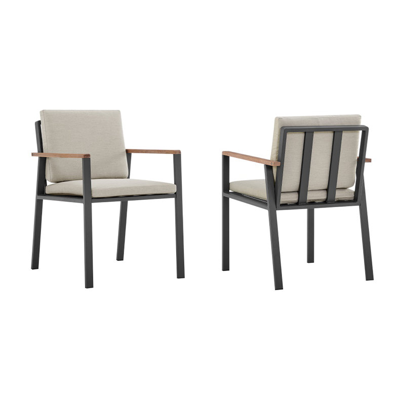 Chaise de patio avec coussin Ajai, Gris foncé