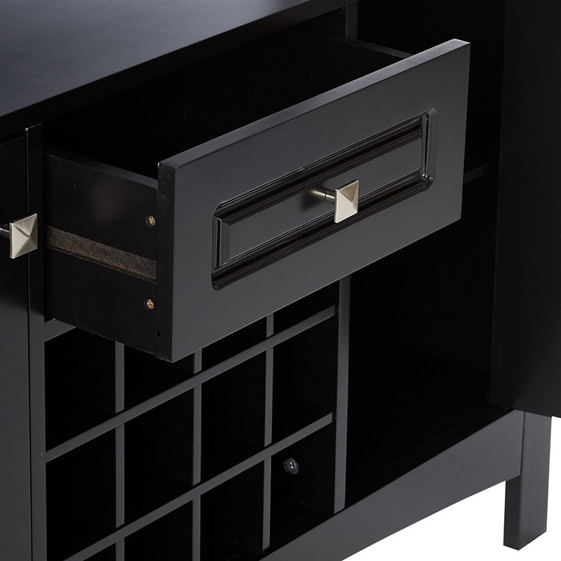 Console / armoire de rangement en bois avec porte-bouteilles