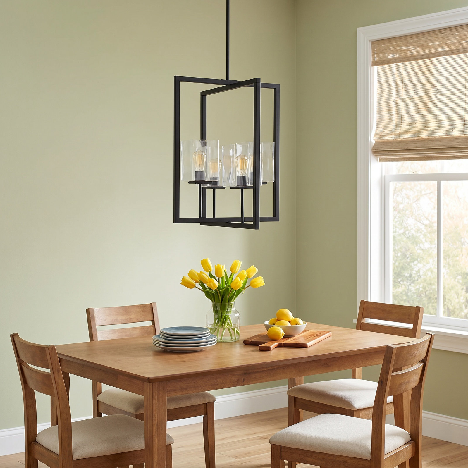 Aya 4 Light Glass Dimmable Pendant, 27.25" H x 21" W x 21" D