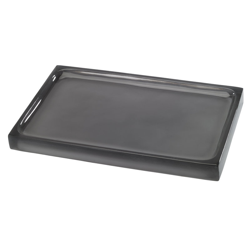 Smoke-Tinted Clear Resin Square Bathroom Tray