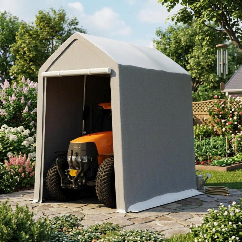 6x9 ft Heavy Duty Portable Carport with Removable Sidewalls & Zipper Doors, Waterproof Canopy Garage for Motorcycle