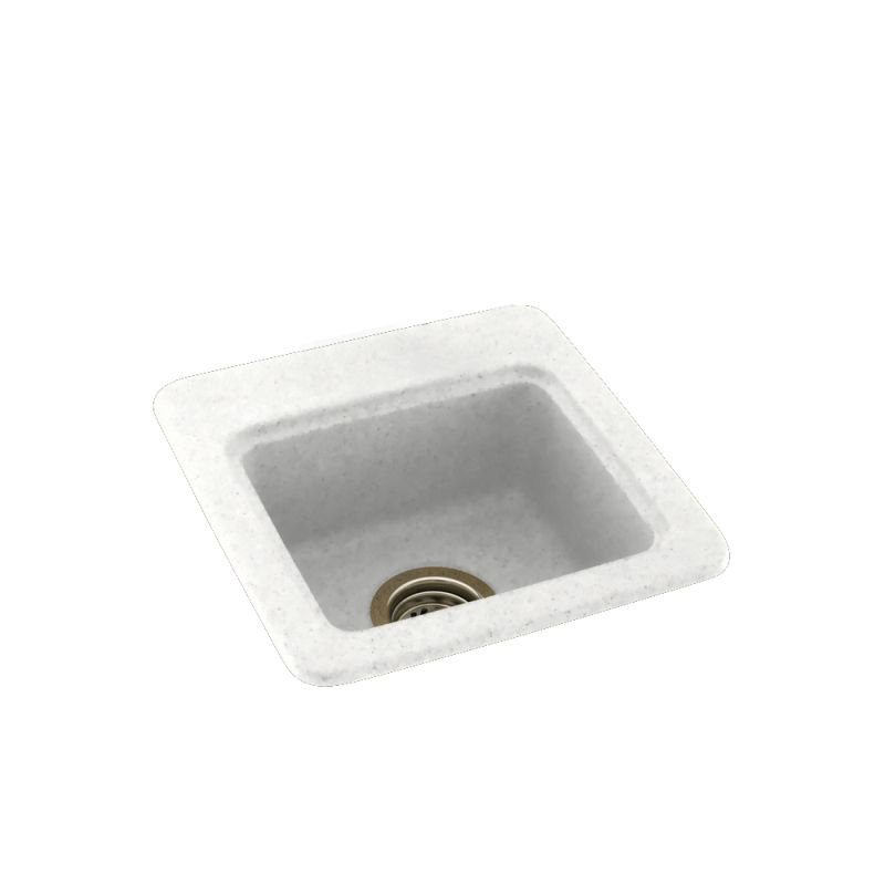 15'' L Single Bowl Swanstone Kitchen Sink, Tahiti White