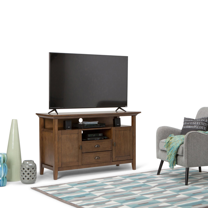 Redmond 54"W Solid Wood Transitional Tall TV Stand for TVs up to 60" with 2 Cabinets, 2 Drawers, and Adjustable Shelves
