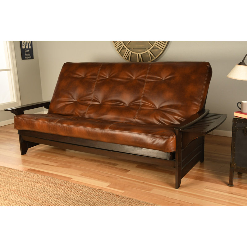 Futon et matelas Stratford, Similicuir caramel piste de l’Oregon, Espresso