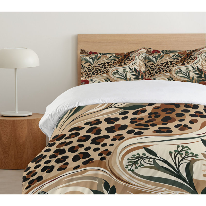 Leopard Print Duvet Cover, King Duvet Cover + 2 Standard Shams