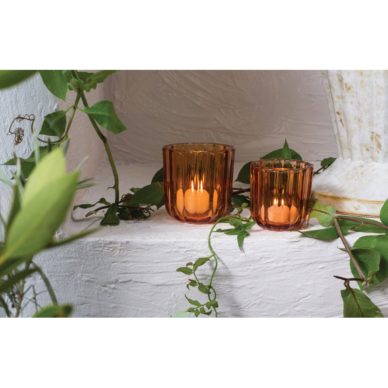 Janeisy 3.5" W Ribbed Glass Votive Holder