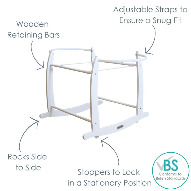 Deluxe Rocking Moses Basket Stand, White