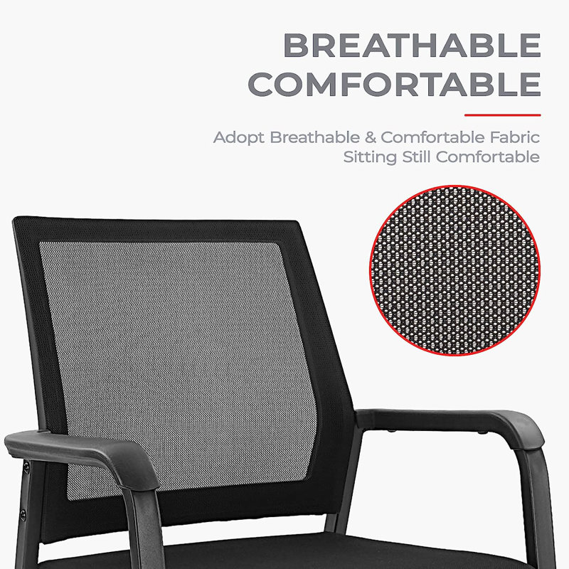 Black Mesh Stacking Office Chair with Metal Frame