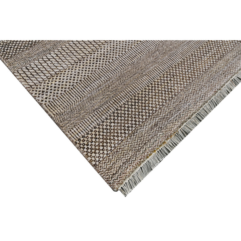 Tapis ivoire et brun noué à la main de haute qualité