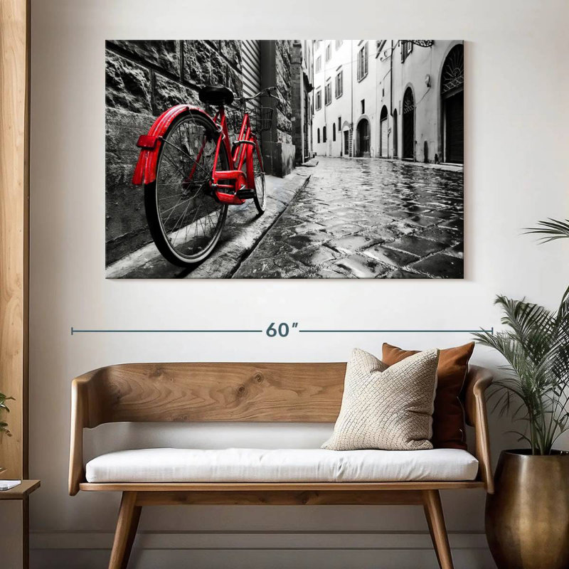 Rouge bicyclette, H 34 po x l 51 po