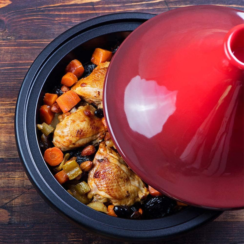 Tajine rond en fonte antiadhésive Kook, Cramoisi