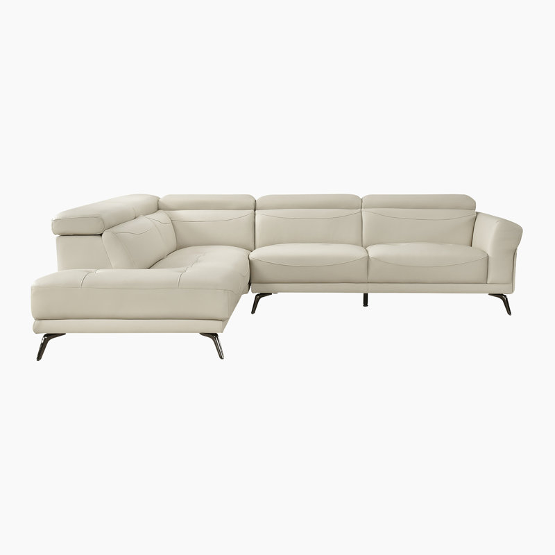 Dann 111.5" Modern & Contemporary Sectional Sofa - Leather Reversible Sectional with Space-Saving Storage, Comfortable Chaise and Flexible Design.