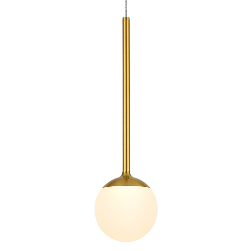 Capri 5-in 100-277V 1-Light ETL Certified Integrated LED Height Adjustable Globe Pendant Lighting, Antique Brass