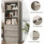 Bibliothèque avec tiroirs, bibliothèque haute, bibliothèque de ferme, étagères de rangement profondes en bois, armoire de rangement pour salon / bureau / cuisine / bureau à domicile gris-2016435443