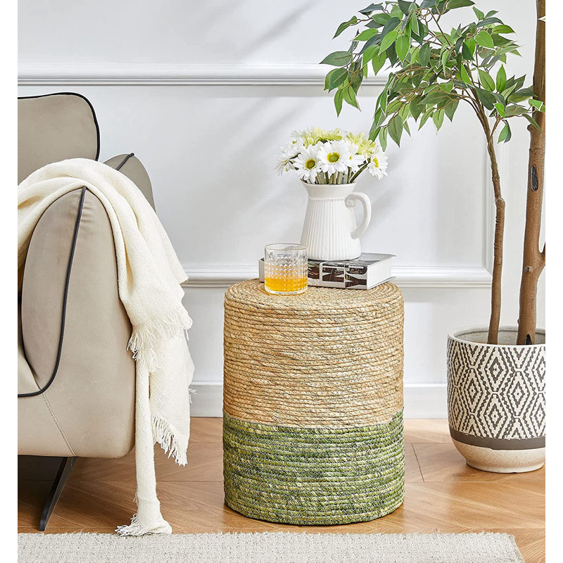 Hallissey Upholstered Pouf, Green