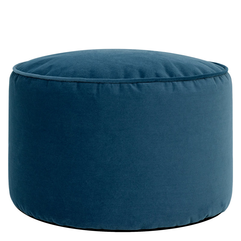 Milano 55Cm Wide Velvet Round Pouffe Ottoman, Navy Blue