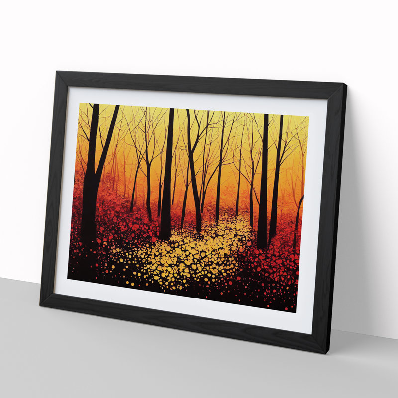 Warm Autumn Forest Vol.5 - Single Picture Frame Print, 46cm H x 64cm W x 2cm D, Black Framed