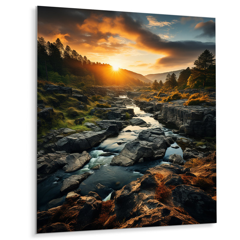 Coucher de soleil à West Virginia Landscape - paysages, impression sur métal, H 20 po x l 12 po x P 1 po