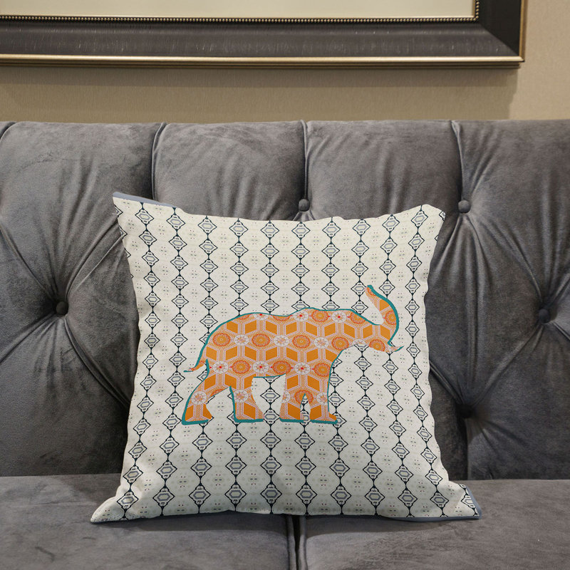  Housse et insert de coussin carré en polyester intérieur / extérieur, 20 po x 20 po, Gris / orange / vert
