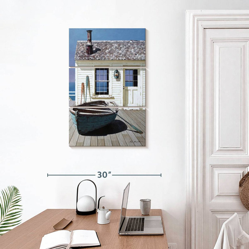 Mehar Blue Boat On Deck, 32" H x 20" W