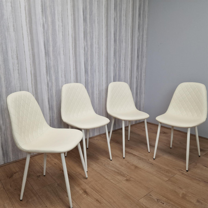 Penarth 44cm H Upholstered Metal Side Chair, Cream, Cream