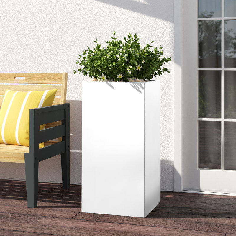 Square Plant Pot, White, 80cm H x 40cm W x 40cm D