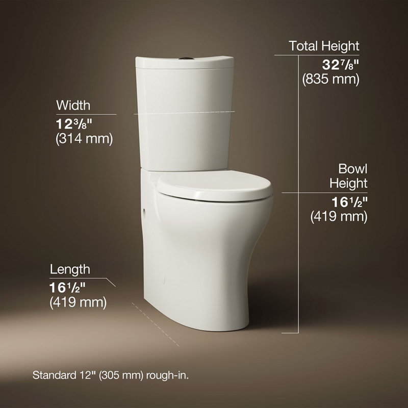 Persuade 1.6 GPF Elongated Two-Piece toilet (Seat Not Included), Biscuit