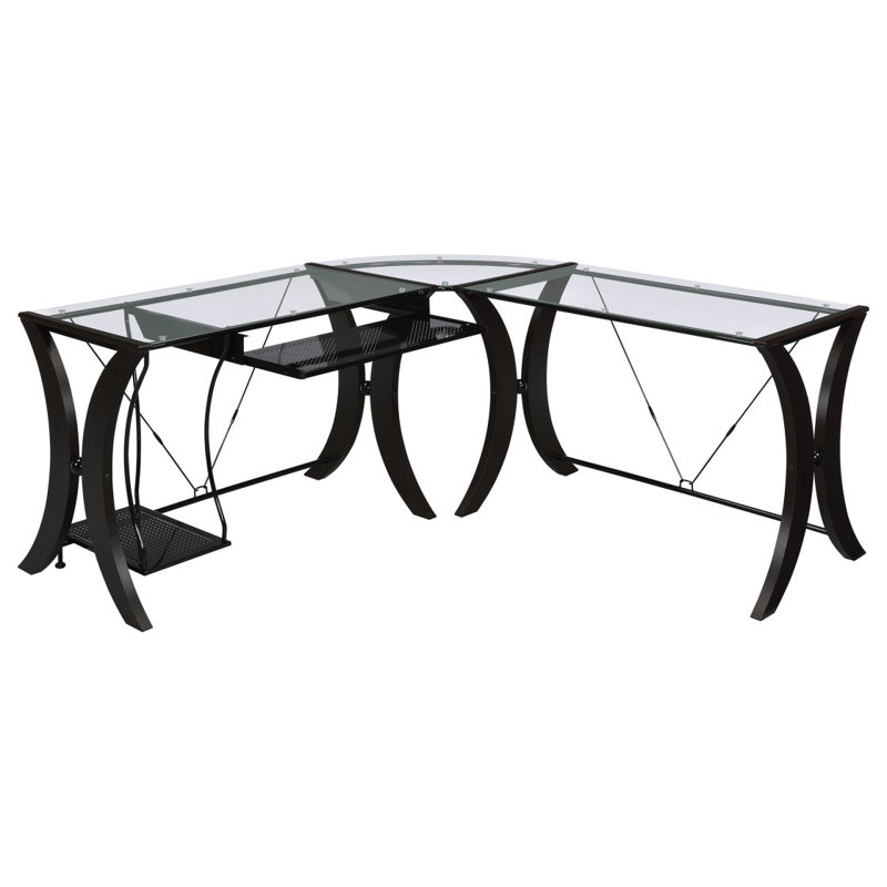 Glass Top L-Shape Computer Desk