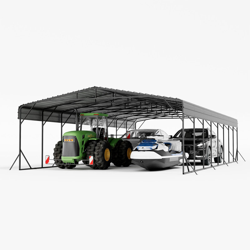 Heavy Duty Carport with Galvanized Steel Roof, 20 Ft. W x 40 Ft. D