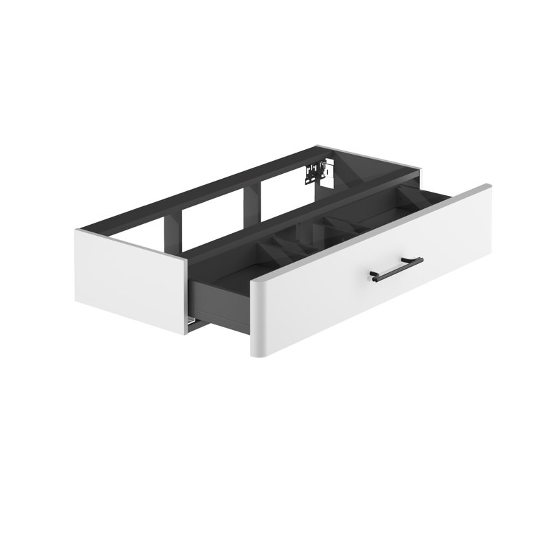 Ashauna 81cm Single Bathroom Vanity Base Only, Pearl Grey Supermatt/Black