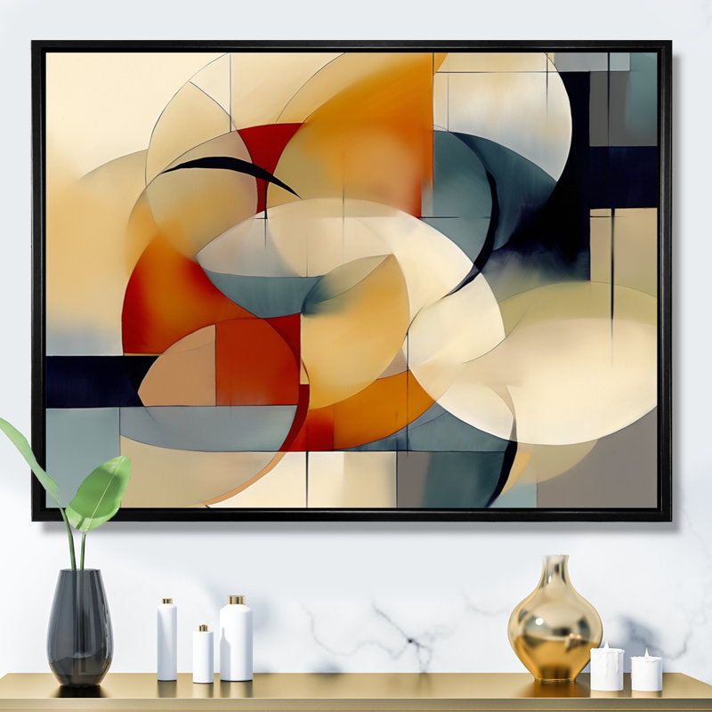 Damore, "Exploration des motifs abstraits I", art mural, H 30 po x l 40 po, Reproduction avec cadre flottant, Noir