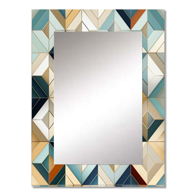 Antique Beige Vintage Tiles - Geometric  Unique Mirror, Modern Large Wall Mirror, Printed Metal Art