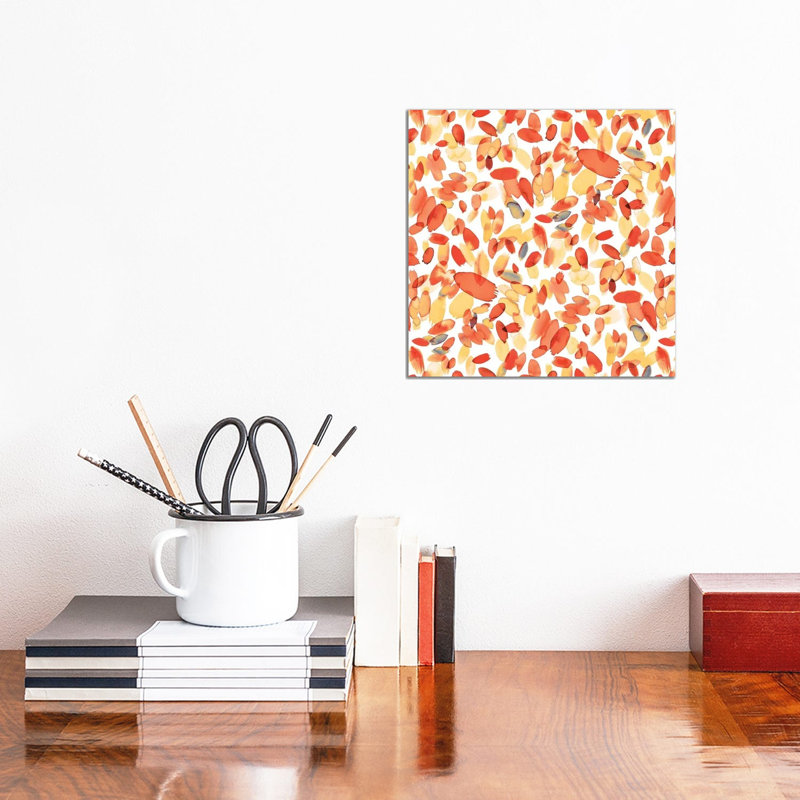Abstract Petals Orange - Wrapped Canvas Print, 30.48cm H x 30.48cm W x 1.91cm D