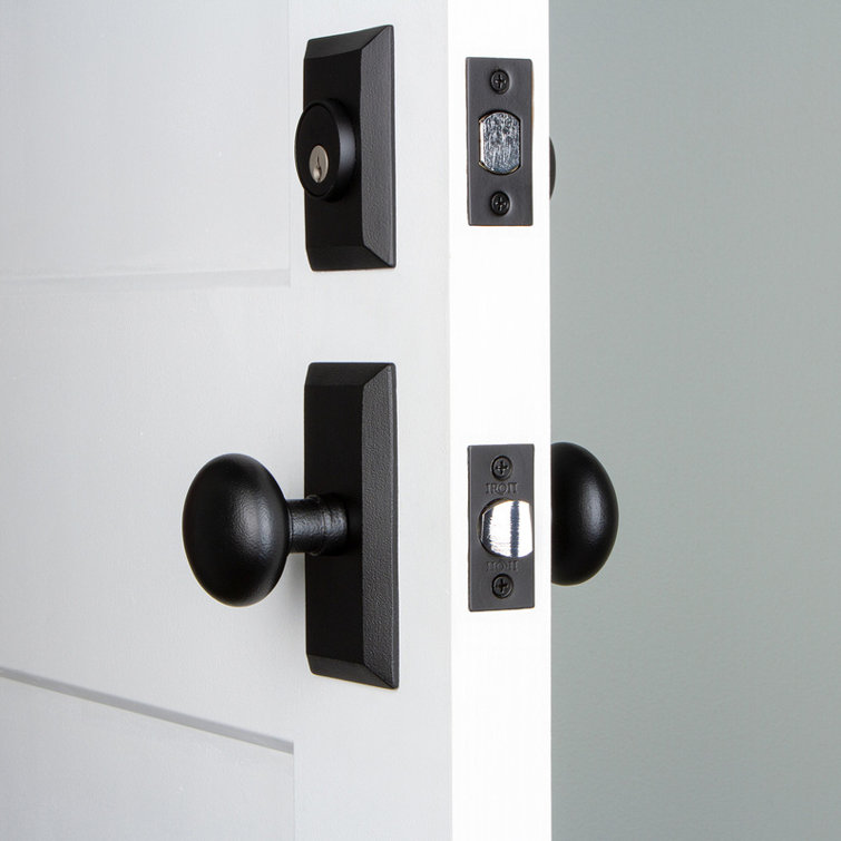 Ageless Iron Vale Plate Entry Set with Single Cylinder Deadbolt and Keep Knob