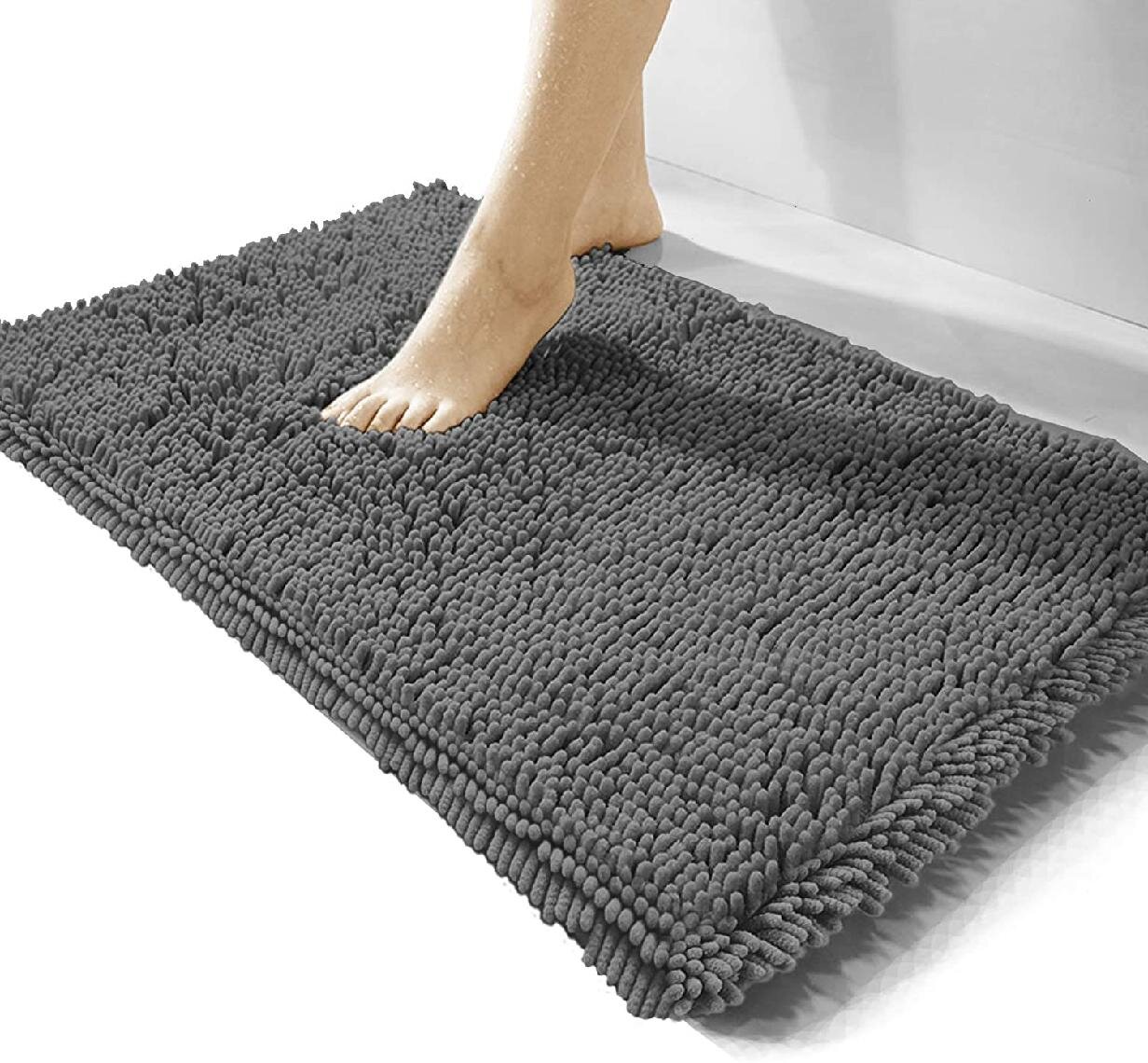 Lleyton 3pcs Chenille Plush Bathroom Rug Set Eider & Ivory Color: Dark Gray