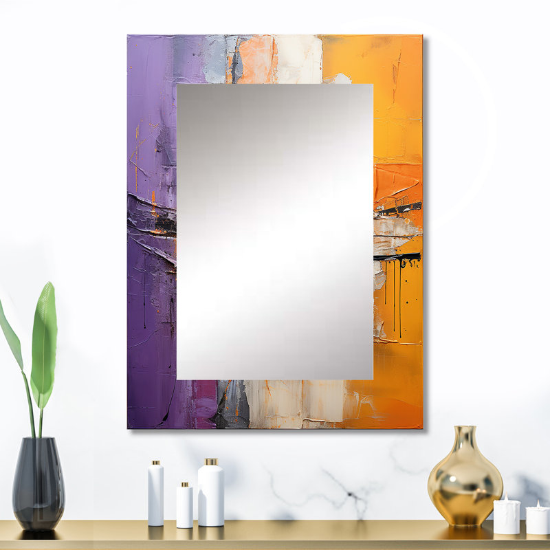 Collage Impressions IV - Abstract Collages Mirror, Modern Decorative Wall Mirror, Printed Metal Art, 32" x 24"