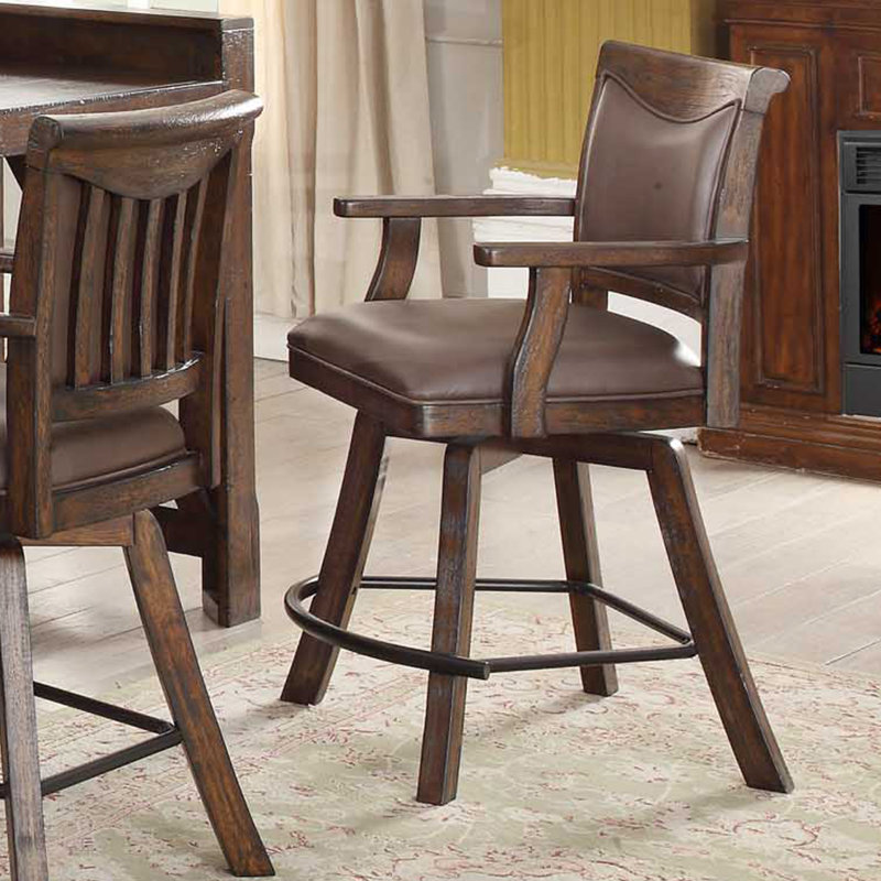 Houts Swivel Upholstered Counter Stool with Solid Wood Frame, Bar Stool (30" Seat Height)