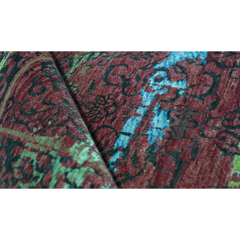 Kendale Abstract Area Rug in Green/Rust