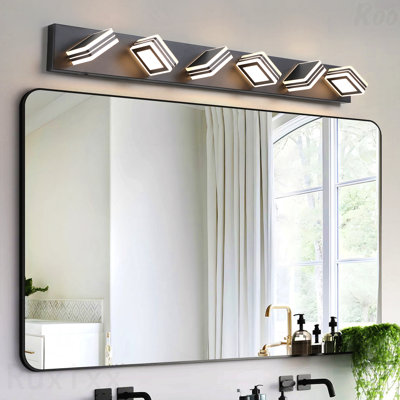 Luminaire pour meuble-lavabo 40 po - 6 lumières DEL en fer + acrylique, écoénergétique à intensité variable, fixation murale moderne