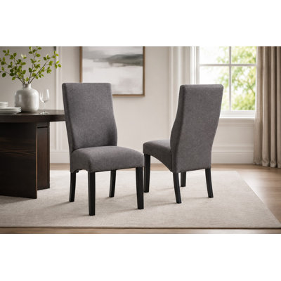 Norwich Elegant Upholstered Parsons Dining Kitchen Chairs, Solid Wood Legs and Padded Seat- Set of 2