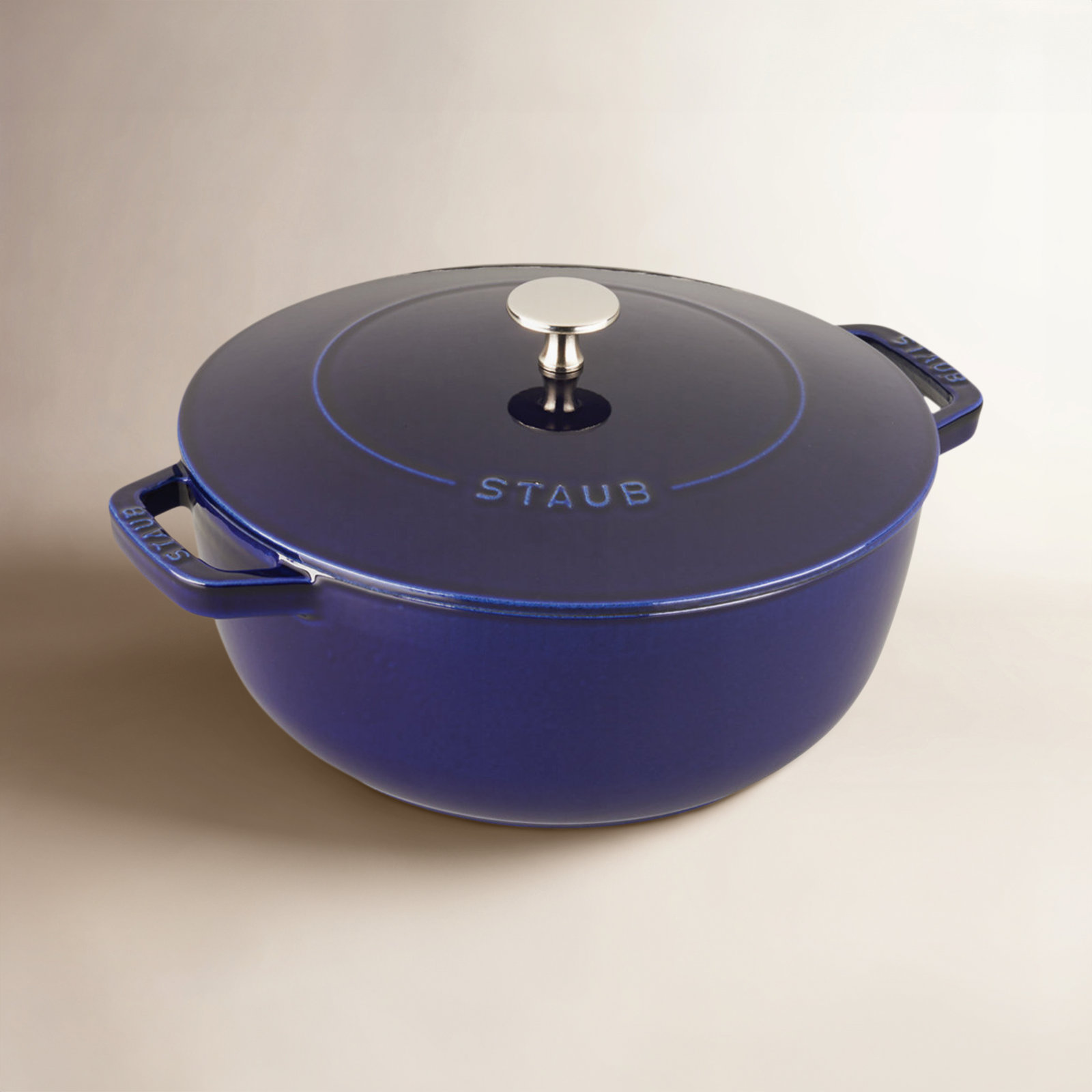 Handcrafted Enameled Cast Iron Dutch Oven, Dark Blue