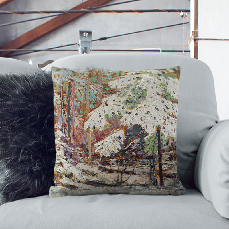 Snow in the Woods Scatter Cushion, 40cm H x 40cm W x 15cm D, Stone