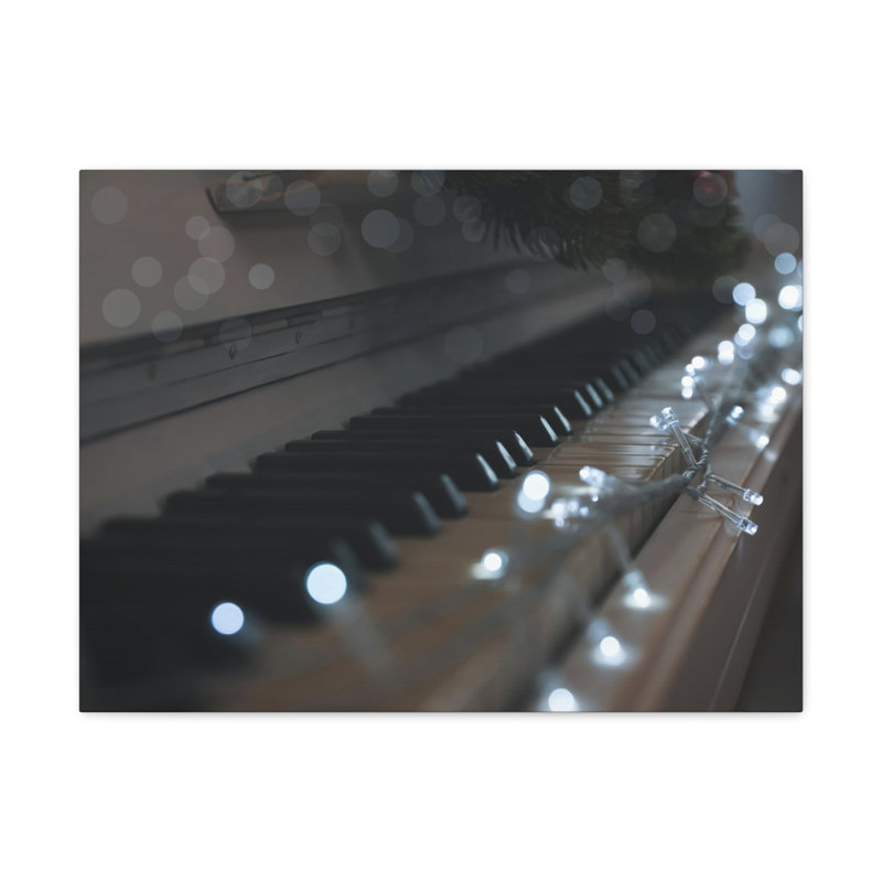 «Glowing Fairy Lights on Piano Keys Music Lover's Delight Piano», art mural sur toile, H 16 po x l 20 po